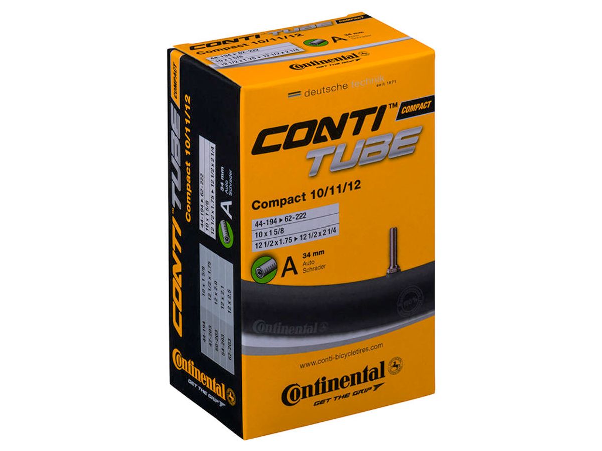 CONTINENTAL Compact Tube 10/11/12 x 1,7 - 2,4 (44-62x194-222) Schrader 34 mm 2